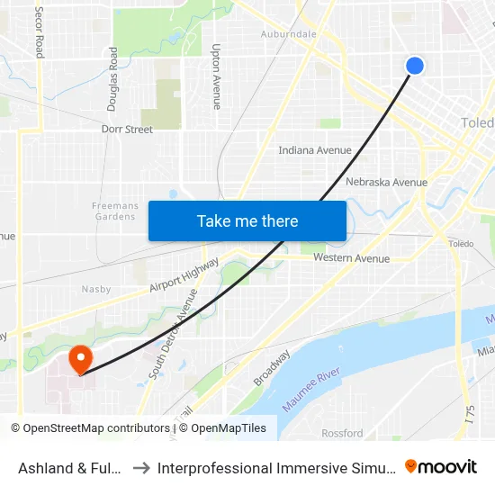 Ashland & Fulton SW to Interprofessional Immersive Simulation Center map