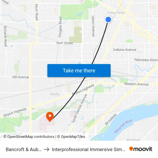 Bancroft & Auburn SW to Interprofessional Immersive Simulation Center map