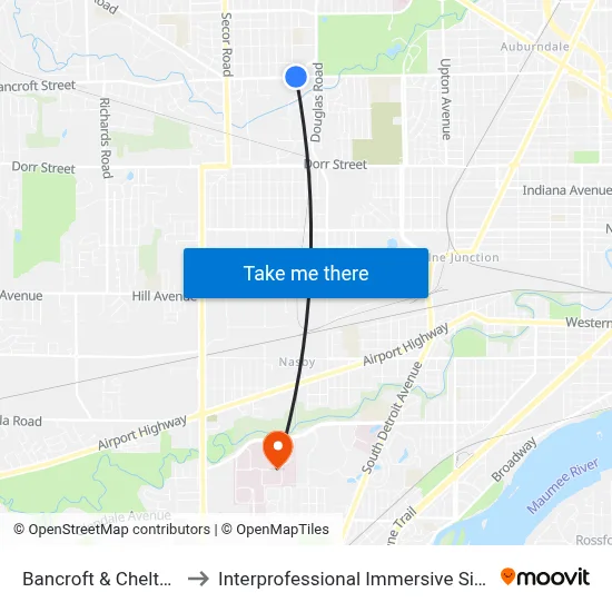 Bancroft & Cheltenham NE to Interprofessional Immersive Simulation Center map
