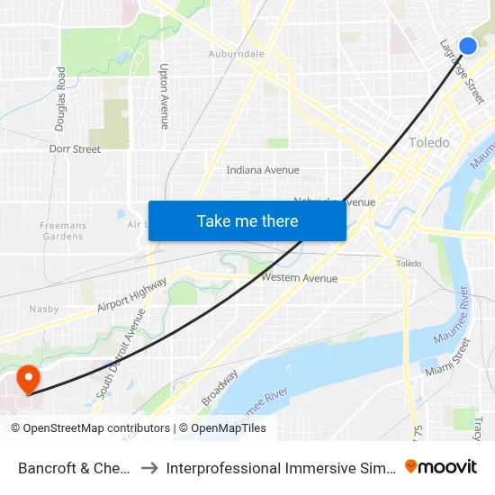 Bancroft & Chestnut SE to Interprofessional Immersive Simulation Center map