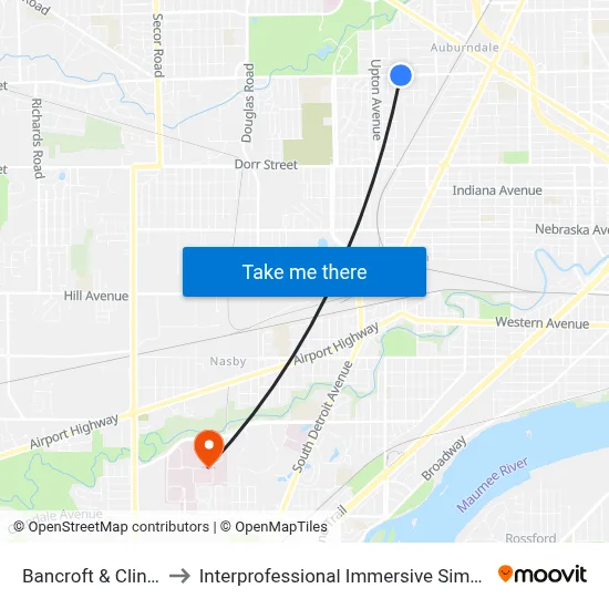 Bancroft & Clinton SW to Interprofessional Immersive Simulation Center map