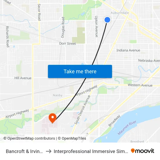 Bancroft & Irvington NE to Interprofessional Immersive Simulation Center map