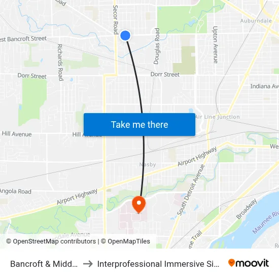 Bancroft & Middlesex SW to Interprofessional Immersive Simulation Center map