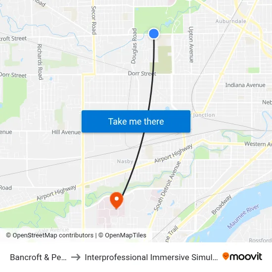 Bancroft & Perth NE to Interprofessional Immersive Simulation Center map
