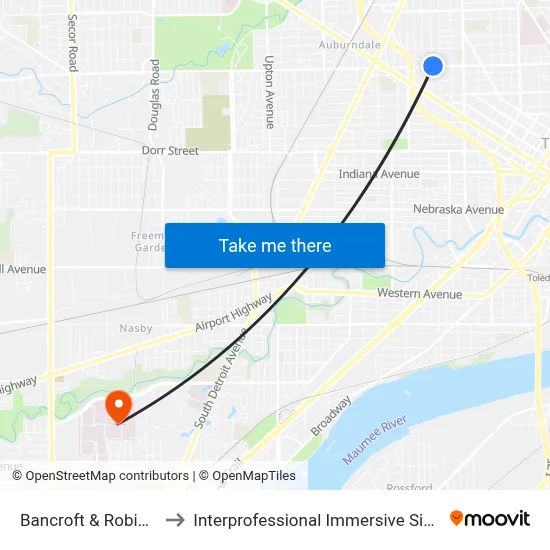 Bancroft & Robinwood NE to Interprofessional Immersive Simulation Center map