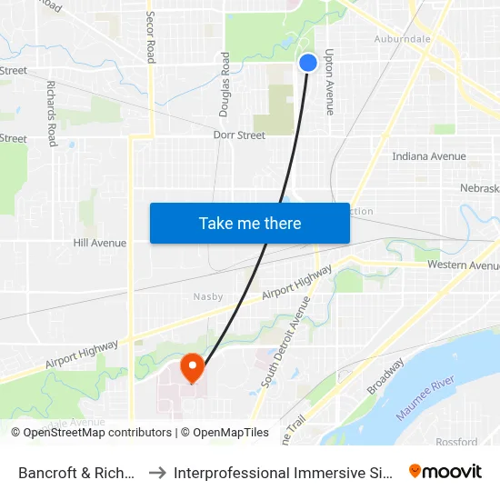 Bancroft & Richmond SW to Interprofessional Immersive Simulation Center map