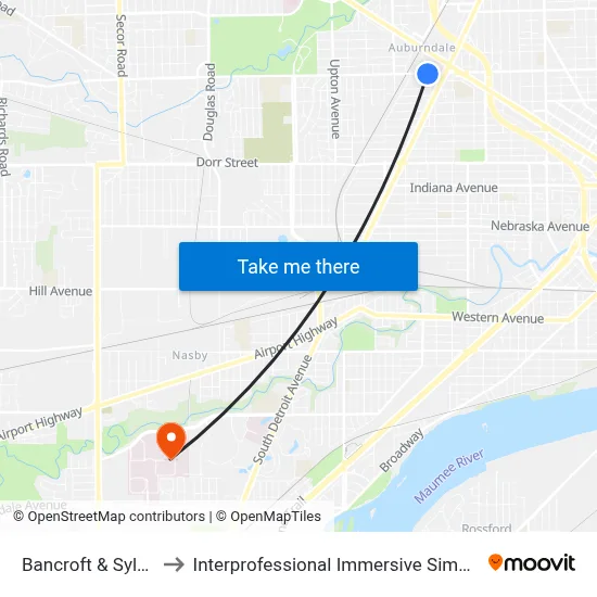 Bancroft & Sylvan SW to Interprofessional Immersive Simulation Center map