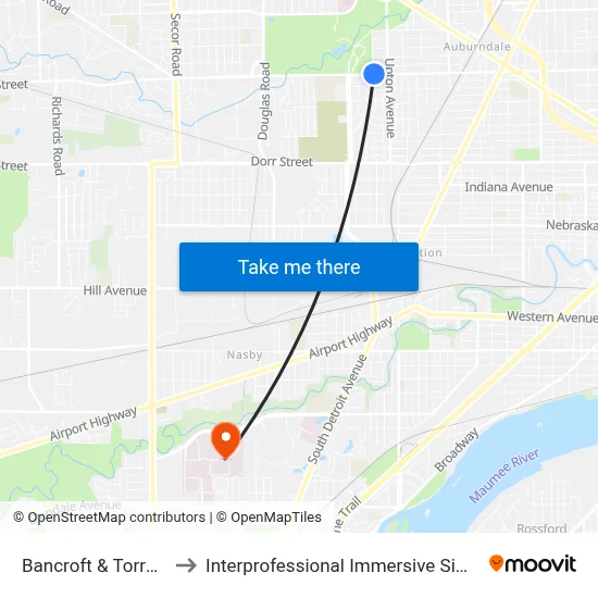 Bancroft & Torrey Hill NE to Interprofessional Immersive Simulation Center map