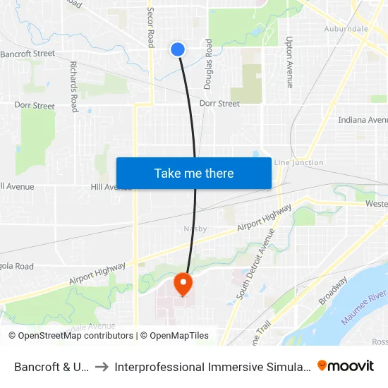 Bancroft & Ut Hall to Interprofessional Immersive Simulation Center map