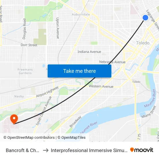 Bancroft & Cherry NE to Interprofessional Immersive Simulation Center map