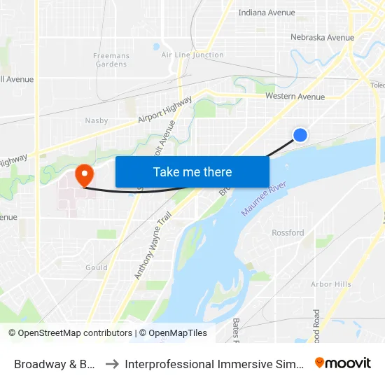 Broadway & Balfe NW to Interprofessional Immersive Simulation Center map