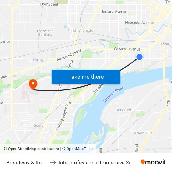 Broadway & Knower NW to Interprofessional Immersive Simulation Center map