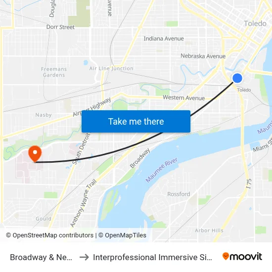Broadway & Newton NW to Interprofessional Immersive Simulation Center map