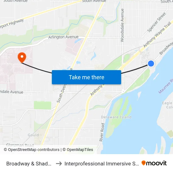 Broadway & Shadowlawn NW to Interprofessional Immersive Simulation Center map