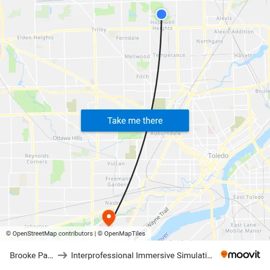 Brooke Park E to Interprofessional Immersive Simulation Center map