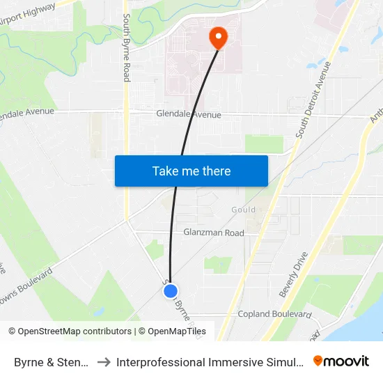 Byrne & Stengel SE to Interprofessional Immersive Simulation Center map