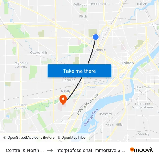 Central & North Cove NW to Interprofessional Immersive Simulation Center map