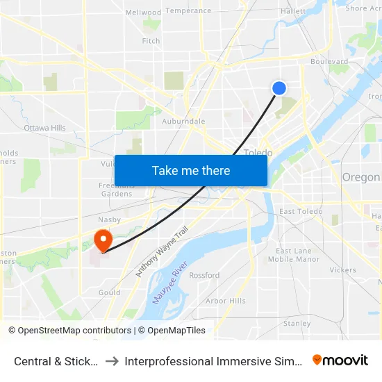 Central & Stickney SW to Interprofessional Immersive Simulation Center map