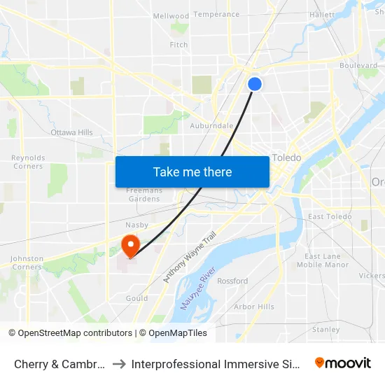 Cherry & Cambridge NW to Interprofessional Immersive Simulation Center map