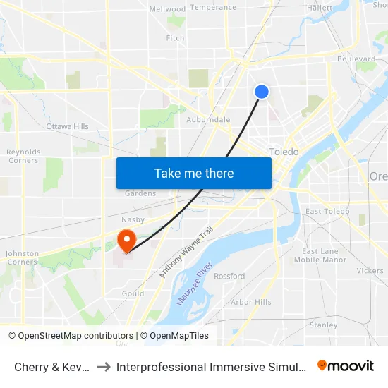Cherry & Kevin SW to Interprofessional Immersive Simulation Center map