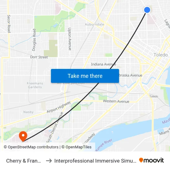 Cherry & Franklin NW to Interprofessional Immersive Simulation Center map