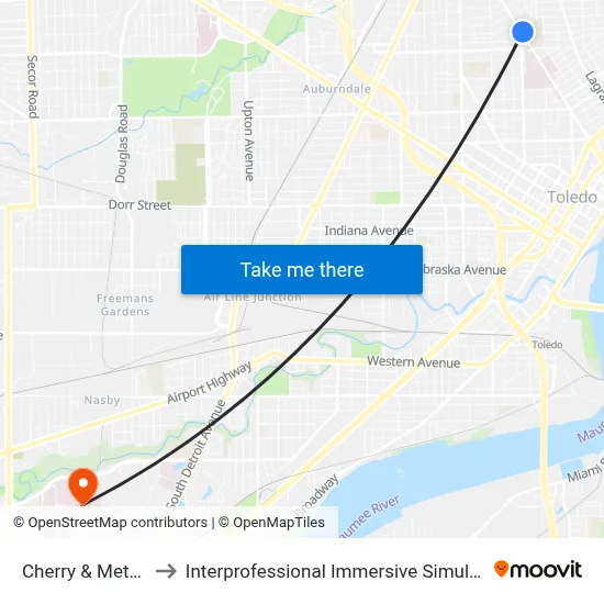 Cherry & Mettler SE to Interprofessional Immersive Simulation Center map