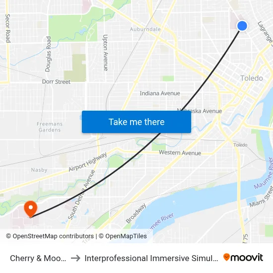 Cherry & Moore NW to Interprofessional Immersive Simulation Center map