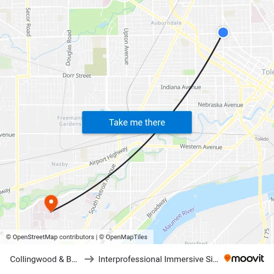 Collingwood & Bancroft NE to Interprofessional Immersive Simulation Center map