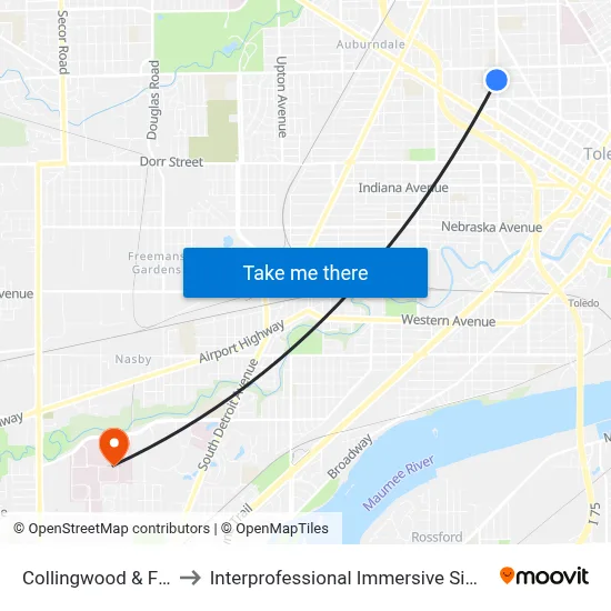 Collingwood & Floyd NW to Interprofessional Immersive Simulation Center map