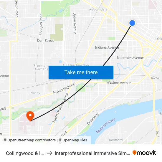 Collingwood & Irving SE to Interprofessional Immersive Simulation Center map