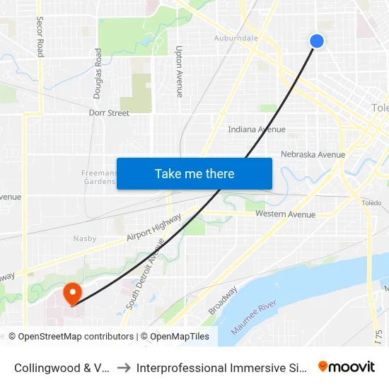 Collingwood & Virginia SE to Interprofessional Immersive Simulation Center map
