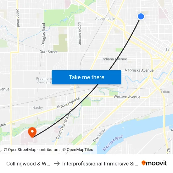 Collingwood & Winthrop SE to Interprofessional Immersive Simulation Center map