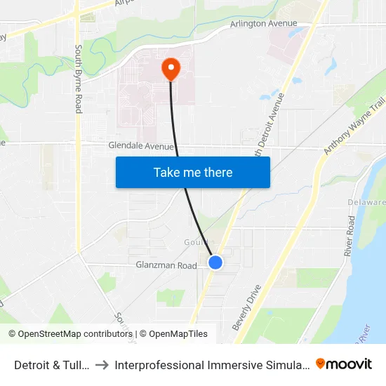 Detroit & Tully NW to Interprofessional Immersive Simulation Center map