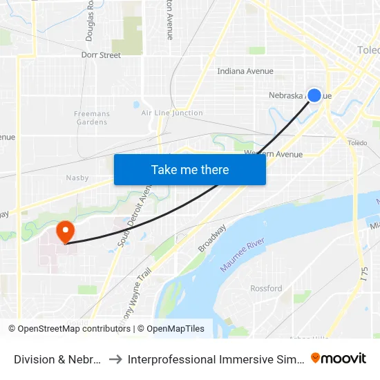 Division & Nebraska NE to Interprofessional Immersive Simulation Center map