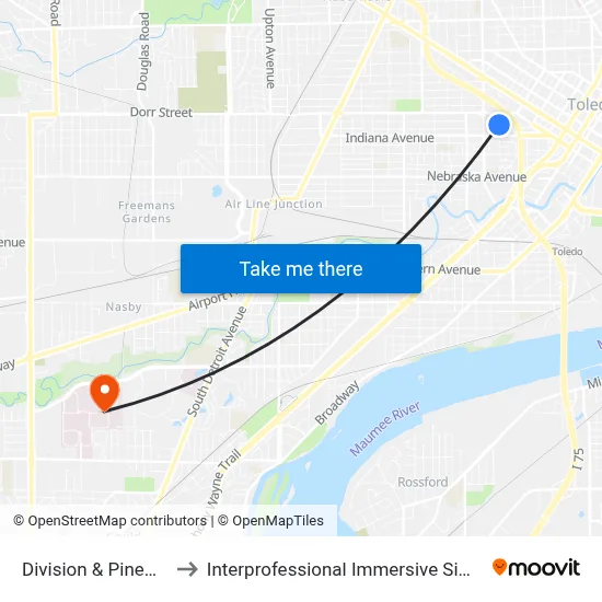 Division & Pinewood NW to Interprofessional Immersive Simulation Center map