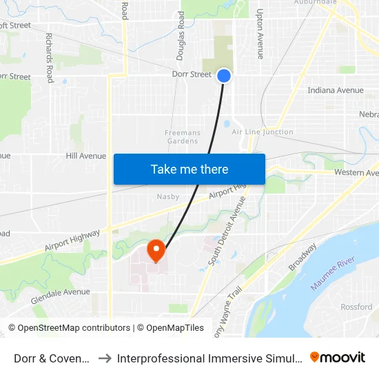 Dorr & Coventry SW to Interprofessional Immersive Simulation Center map