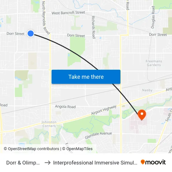 Dorr & Olimphia SW to Interprofessional Immersive Simulation Center map