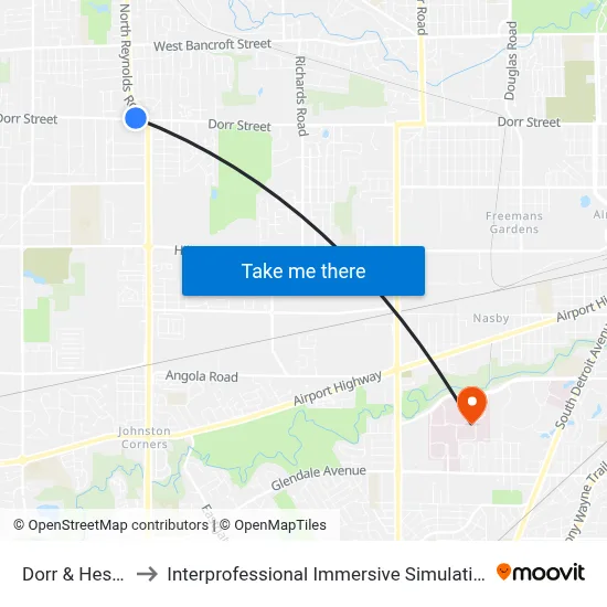 Dorr & Hess NE to Interprofessional Immersive Simulation Center map