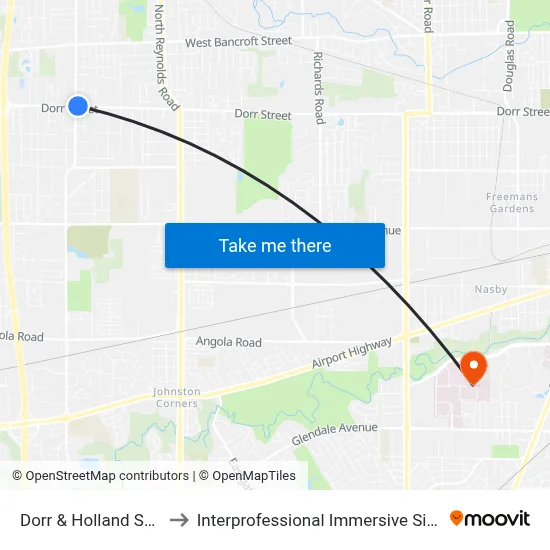 Dorr & Holland Sylvania NE to Interprofessional Immersive Simulation Center map