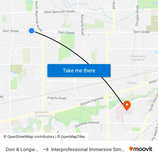 Dorr & Longwood NW to Interprofessional Immersive Simulation Center map