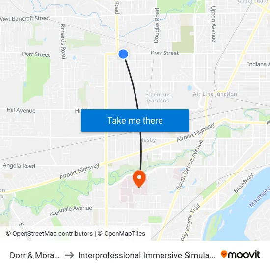 Dorr & Moran SW to Interprofessional Immersive Simulation Center map
