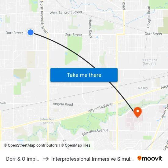 Dorr & Olimphia NE to Interprofessional Immersive Simulation Center map
