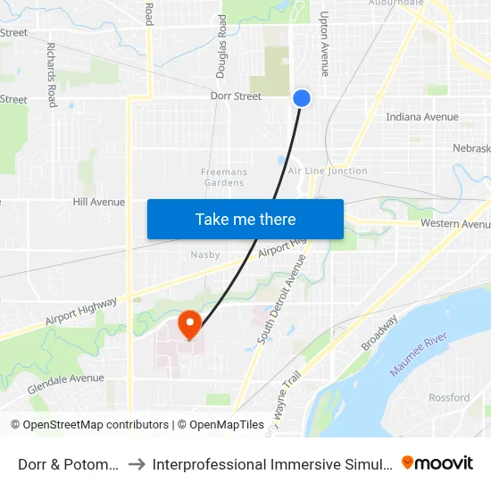 Dorr & Potomac SW to Interprofessional Immersive Simulation Center map