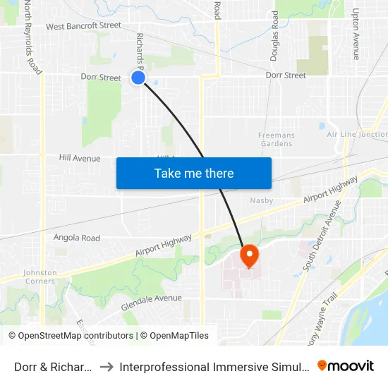 Dorr & Richards SW to Interprofessional Immersive Simulation Center map