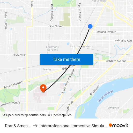 Dorr & Smead NW to Interprofessional Immersive Simulation Center map