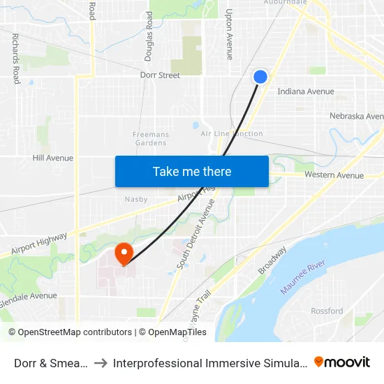 Dorr & Smead SW to Interprofessional Immersive Simulation Center map