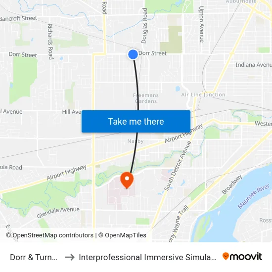 Dorr & Turner SW to Interprofessional Immersive Simulation Center map