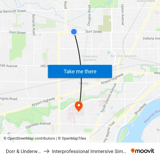 Dorr & Towerview NW to Interprofessional Immersive Simulation Center map