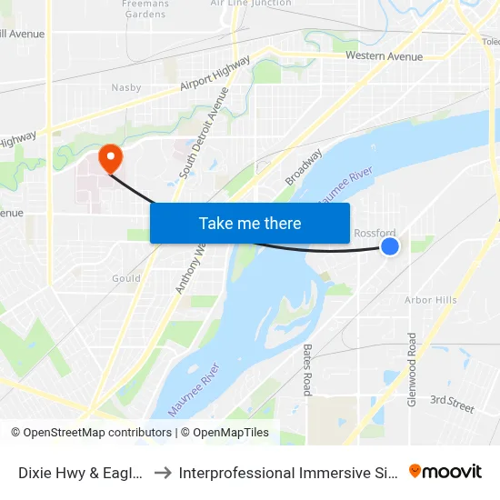 Dixie Hwy & Eagle Point SE to Interprofessional Immersive Simulation Center map