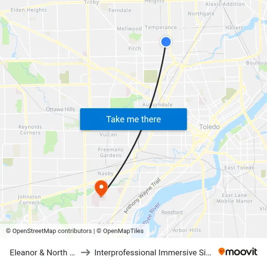 Eleanor & North Haven NE to Interprofessional Immersive Simulation Center map